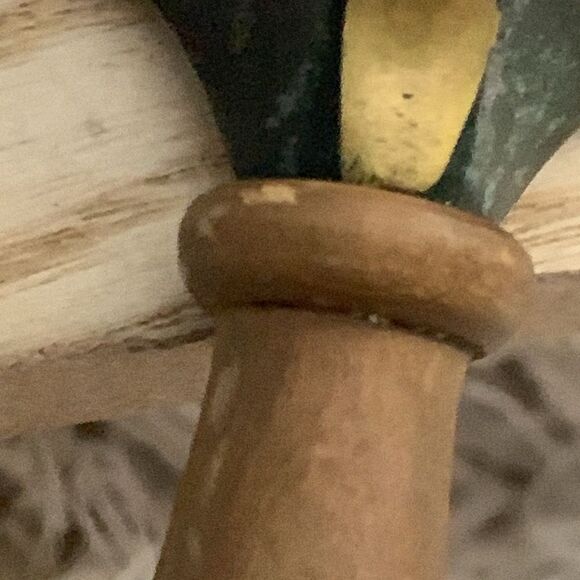 Vintage MCM Brass Ashtray Hammered Interior Style W/Wood Handle Made In Israel - Picture 12 of 17